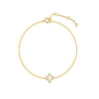 wholesale S925 Sterling Silver Four-leaf Clover Bracelet And Earring Set, Korean Style, Unique And Fashionable Classic Lucky Clover Jewelry-Gold-Bracelet 925 Silver