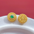wholesale S925 ancient silver gold-plated fittings set with natural jadeite turquoise spacer beads, enameled double lotus Huiwen pattern iris Bei Yun-0-8