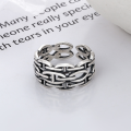 wholesale S925 Sterling Silver Wide Multi-Layer Interlocking Hollow Pig Nose Open Ring for Cross-Border European and American Index Finger-0-2