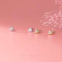 wholesale Sterling Silver S925 Earrings for Women Korean Style Minimalist Diamond Inlaid Elegant Small Heart Sweet Girl Earrings G8400-S925 silver pair silver model 925 silver