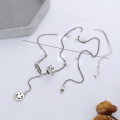 wholesale S925 Sterling Silver Korean-style Smile Tube Bead Road-Road-Tongue Four-Leaf Clover Smile Tassel Pendant Sweater Chain Necklace-0-1