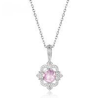 wholesale S925 Sterling Silver Autumn Winter New Pink Quartz Necklace with Delicate Floral Pattern Pendant Choker Wholesale from Manufacturer-Natural Rose Quartz [Pendant without Chain] &gt; 925 Silver