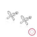 wholesale S925 Sterling Silver Zircon Bow Nut Screw Ear Stud, Small Design, High-End Feel, Ear Cartilage Earring-0-4