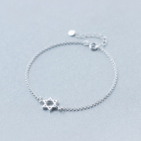 wholesale S925 Sterling Silver Nalan Hexagram Bracelet for Women, Fashionable Korean Style Minimalist Star Bracelet S0828-s925 silver bracelet 925 silver