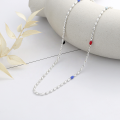 wholesale S925 Sterling Silver Olive Chain with Rainbow Resin Inlay Necklace, Sweet and Fresh Style, Gentle and Versatile Neckwear-0-2