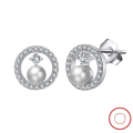 wholesale S925 Sterling Silver Earrings with Freshwater Pearls, High-End Fashion Stud Earrings Set with Zircon, Direct from Manufacturer-0-5