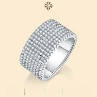 wholesale S925 Silver Moissanite Ring New Style Women's Luxury Pave Closed Band Cross-border Live Selling Wholesale-Moissanite>US No. 9