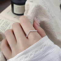 wholesale S925 Sterling Silver Diamond-shaped Bead Ring, Niche Luxury Adjustable Stackable Index Finger Ring, Factory Direct-YQJ1416: Approximately 1.3g  Adjustable opening