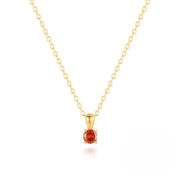 wholesale S925 Sterling Silver Geometric Birthstone Pendant Necklace With Zircons, Ins Style Daily Wear, In Stock Gift-Gold-Medium Pomegranate Red 925 Silver