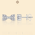 wholesale 925 Sterling Silver Exaggerated Bow Knot Earrings with High-Quality Moissanite, Wholesale Luxury and Elegant Stud Earrings-0-0