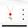 wholesale S925 Sterling Silver Metal Rose with Zircon Necklace, Acrylic Flower Cross-Border Best-Seller Wholesale-0-3