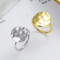 wholesale S925 Sterling Silver Irregular Trendy Concave-Convex Surface Round Ring Minimalist Design Niche Elegance Finger Ring-0-0