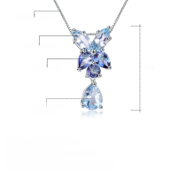 wholesale S925 Sterling Silver Natural Topaz Necklace, Fashionable Luxurious High-End Sense Pure Silver Inlaid Natural Gemstone Pendant-Natural Topaz Necklace Pendant