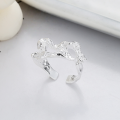 wholesale S925 Sterling Silver Irregular Hollow Crushed Foil Open Ring Ins Light Luxury Style Jewelry-0-0