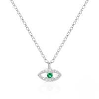 wholesale S925 Sterling Silver Classic Best-selling Evil Eye Zircon Inlaid Necklace For Womenins-inspired Eye Creative Collarbone Chain-Platinum 925 silver
