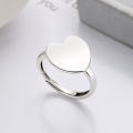 wholesale S925 metal retro fashion minimalist glossy creative heart-shaped design open ring-0-0