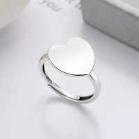 wholesale S925 metal retro fashion minimalist glossy creative heart-shaped design open ring-YJ960/approx. 3.2g Adjustable opening