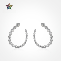 wholesale S925 Sterling Silver European and American Wedding Style U-Shaped Earrings for Women, High-End Round Circle Row Diamond Elegant and Sophisticated Stud Earrings-Gold DY110308-SG-WH 925 silver