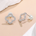 wholesale S925 Sterling Silver Four-Leaf Clover Ear Studs Korean Style Premium Exquisite Lucky Clover Earrings Luxe Minimalist Full Moissanite Ear Accessories-0-2