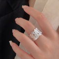wholesale S925 Sterling Silver Geometric Irregular Open Wide Ring for Women, Korean Dongdaemun New Style Heavy Duty Ring-0-4