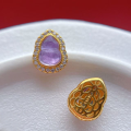 wholesale S925 ancient method gold-plated silver setting with natural amethyst crystal gourd spacer bead pendant bracelet necklace drop pendant-0-6