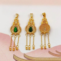 wholesale S925 silver gold-plated natural green jade gourd tassel drop pendant, handcrafted DIY accessory semi-finished product-0-2
