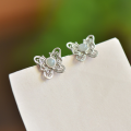 wholesale 925 Silver Gold Filigree Hetian Jade Butterfly Earrings, New Chinese Palace Style Jade Ear Accessories-0-8