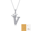 wholesale 925 silver popular 26-letter alphabet necklace for women, stylish and elegant moissanite cross-border collarbone chain-0-52