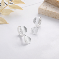 wholesale S925 Sterling Silver Matte Wave Curved Round Ear Clasps, Fashionable Commute Minimalist Versatile Earrings for Women-350FR/approx. 5.3g 925 silver