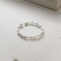 wholesale S925 Silver Interlocking Chain Ring Geometric Minimalist Ins Korean Style Index Finger Jewelry J9098-S925 silver one piece Adjustable opening