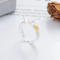 wholesale S925 Sterling Silver Fashion Korean Style Gold Edged Three-Dimensional Butterfly Open Ring Personality Elegance Ring-0-1