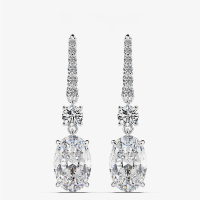 wholesale 925 Sterling Silver 3ct Egg Shape Round Pointed Bottom 8*12 LongIns Women's Earrings Fashion Versatile-Yellow【E0211】 Main Stone 8*12