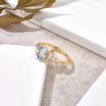 wholesale 925 Silver Gold Plated Minimalist Sky Blue Natural White Topaz Ring for Women, Direct from Dunli Jewelry Manufacturer-0-2