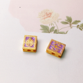 wholesale S925 silver gold-plated Morandi-colored five-strand oil-drip enamel square bead accessories for DIY bracelet and necklace-0-6