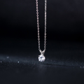 wholesale S925 Silver Korean Style Small and Cute Bunny Necklace for Women, Minimalist Single Diamond Elegant Collarbone Chain D8414-0-2