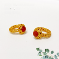 wholesale S925 silver gold-plated running rings turquoise and southern red agate Tang-pattern diamond-inlaid accessories bracelet necklace string ornaments DIY handmade spacer beads-0-18