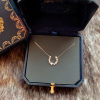 wholesale S925 Sterling Silver Star Zircon Necklace Vintage Crystal Lucky Horseshoe Wishbone Small Luxury Collarbone Chain-Horseshoe Wishing Necklace - White Gold &gt; 925 Silver