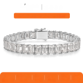 wholesale Sterling silver emerald cut full pave bracelet for women, lightweight luxury style, bestseller on independent websites-0-0
