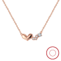 wholesale S925 Sterling Silver Rose Gold Double Heart Pendant Necklace, Factory Direct Wholesale-0-0