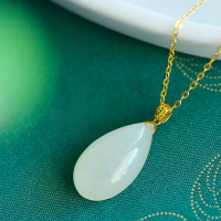 wholesale 18K gold minimalist niche natural jade pendant wholesale with certificate, money clip-18K gold buckle single pendant (without chain)  white jade approximately 10*18mm