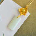 wholesale 925 Silver Gold-Plated with Certificate Hetian Jade Pendant Lotus Necklace, National Trend Ancient Style for Cheongsam Hanfu Jade Jewelry-0-3