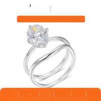 wholesale Plated S925 Silver Marquise Cut Moissanite Ring for Women, Minimalist Cross Shank Design, Hot Selling Style-White gold 4.5 carats (with certificate)  5 US