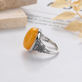 wholesale S925 Silver Retro Antique Beeswax Stone Chinese National Tide Palace Style Personality Light Luxury Trend Open Ring-0-4