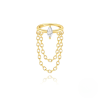 wholesale S925 Sterling Silver Geometric Zircon Accent Tassel Chain Cartilage Ear Cuff-Single gold #2