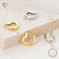 wholesale 925 Silver Wholesale Cross-Border Love Earrings, Polished Heart-shaped Stud Earrings, Minimalist Niche Jewelry, Ins Style Women's Light Luxury-Gold 925 silver