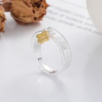 wholesale S925 Silver Fashion Cross-Border Small Floral Polka Dot Textured Creative Design Open Adjustable Ring-YJ1059M/approx. 5.8g Adjustable opening