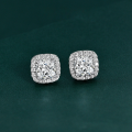 wholesale S925 Sterling Silver New Hot Selling 1ct Fat Square 7*7 Earrings Versatile Women's Earrings INS-0-0