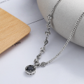 wholesale 925 Sterling Silver Retro Antique 3D Cross Pattern Hollow Black Zircon Pendant Hip-Hop Necklace for Men and Women-0-0
