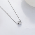 wholesale S925 Sterling Silver Korean Style Minimalist Diamond Cut Square Pendant Necklace Fashion Design Choker-0-2