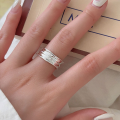 wholesale S925 Sterling Silver Minimalist Niche Rolled Edge Wave Ruffled Open Ring for Women Ins Trendy Cold Tone Index Finger Ring-0-2
